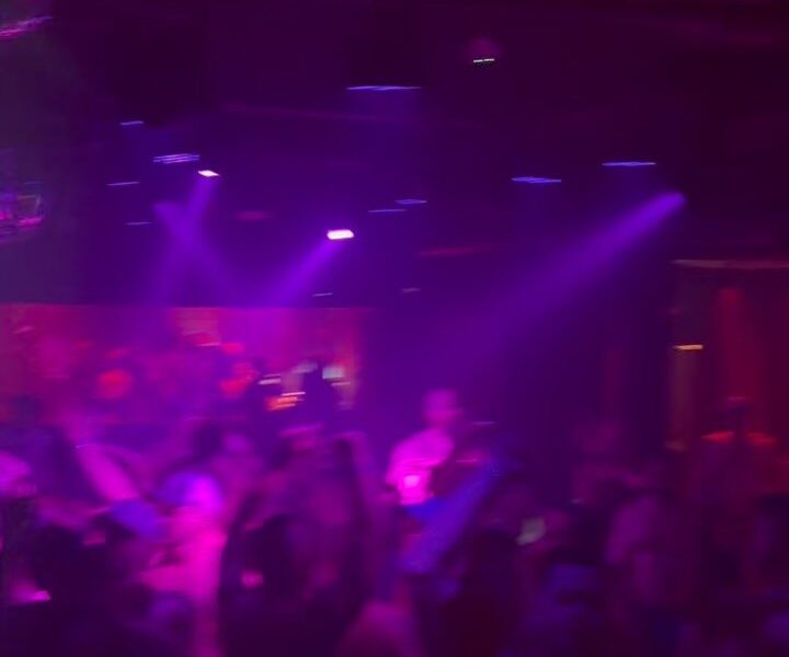 Lights and haze over the dance floor at the Heretic
